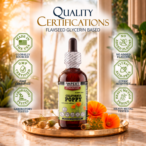 California Poppy Seed Glycerite (Eschscholzia californica) – Alcohol-Free Flaxseed Glycerin Full-Spectrum Liquid Extract