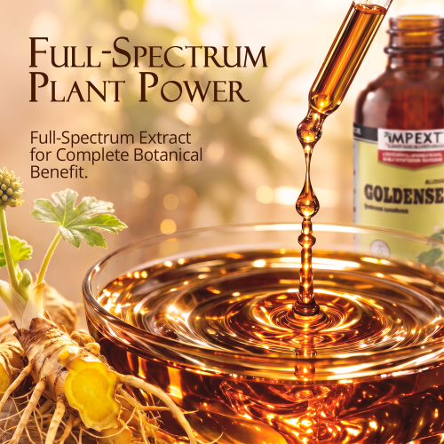 Goldenseal Root Glycerite (Hydrastis canadensis) – Alcohol-Free Flaxseed Glycerin Full-Spectrum Liquid Extract