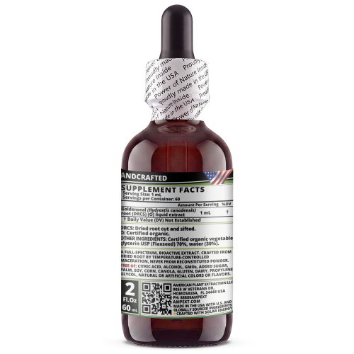 Goldenseal Root Glycerite (Hydrastis canadensis) – Alcohol-Free Flaxseed Glycerin Full-Spectrum Liquid Extract