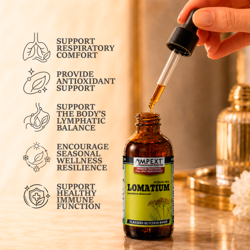 Lomatium Root Glycerite (Lomatium dissectum) – Alcohol-Free Flaxseed Glycerin Full-Spectrum Liquid Extract