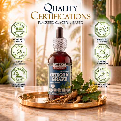 Oregon Grape Root Glycerite (Mahonia aquifolium) – Alcohol-Free Flaxseed Glycerin Full-Spectrum Liquid Extract