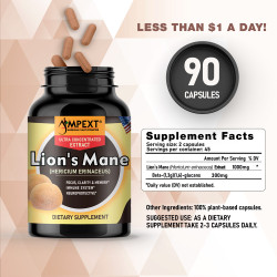 Lion’s Mane (Hericium erinaceus) Mushroom Extract, 90ct Lion’s Mane (Hericium erinaceus) Mushroom Extract, 90ct