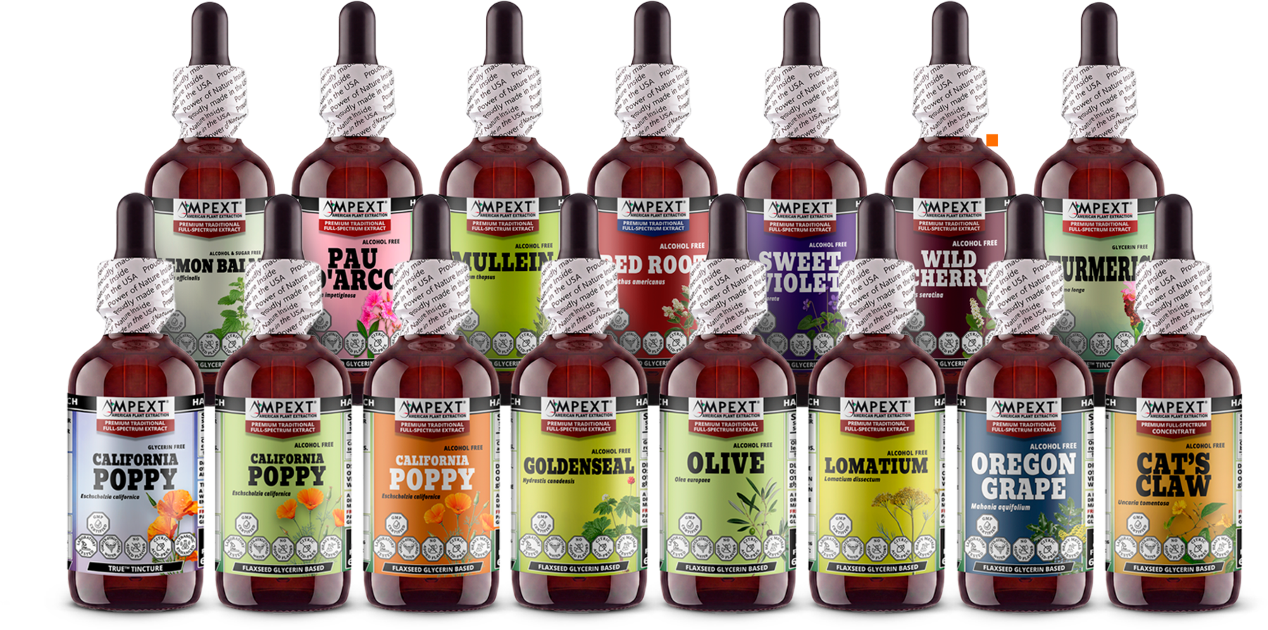 AMPEXT liquid extract bottle line-up